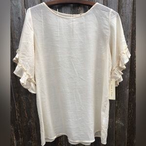 Doe & Rae Anthropologie NWT New  Pale Yellow Gauzy Shirt Top M